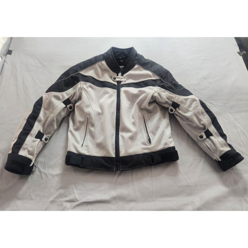 BiLT Motorcycle Jacket Men's Small Silver Black Mesh w/ Removable Liner